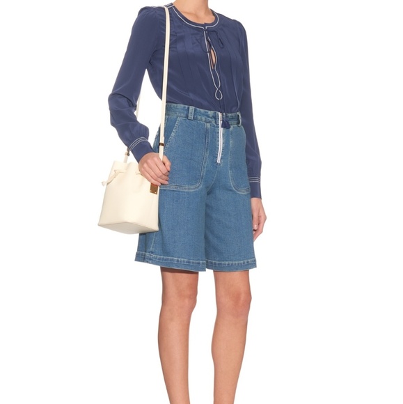 See By Chloe Pants - See by Chloe wide leg denim shorts